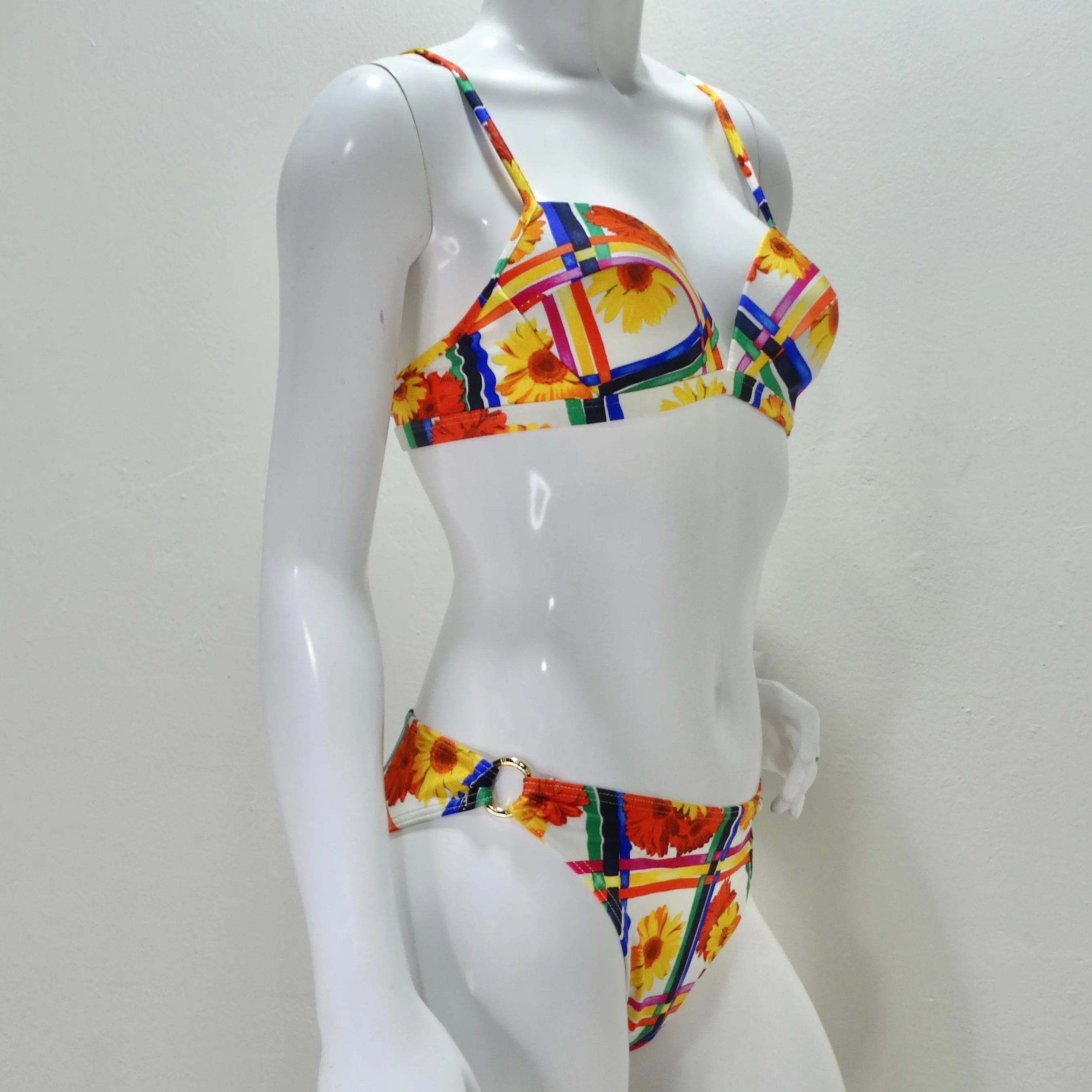 1980s Escada Multicolor O-Ring Bikini