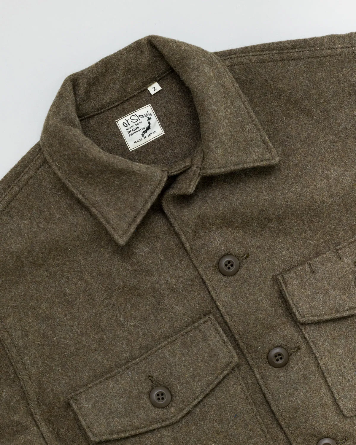8045-W76 - Fatigue Shirt Melton Wool - Army Green
