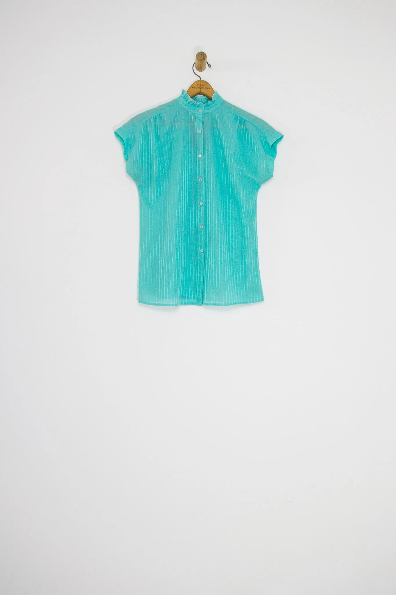 80's RUFFLE COLLAR BUTTON UP / MEDIUM