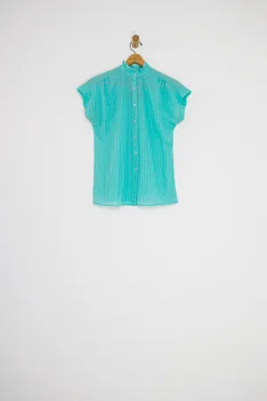 80's RUFFLE COLLAR BUTTON UP / MEDIUM