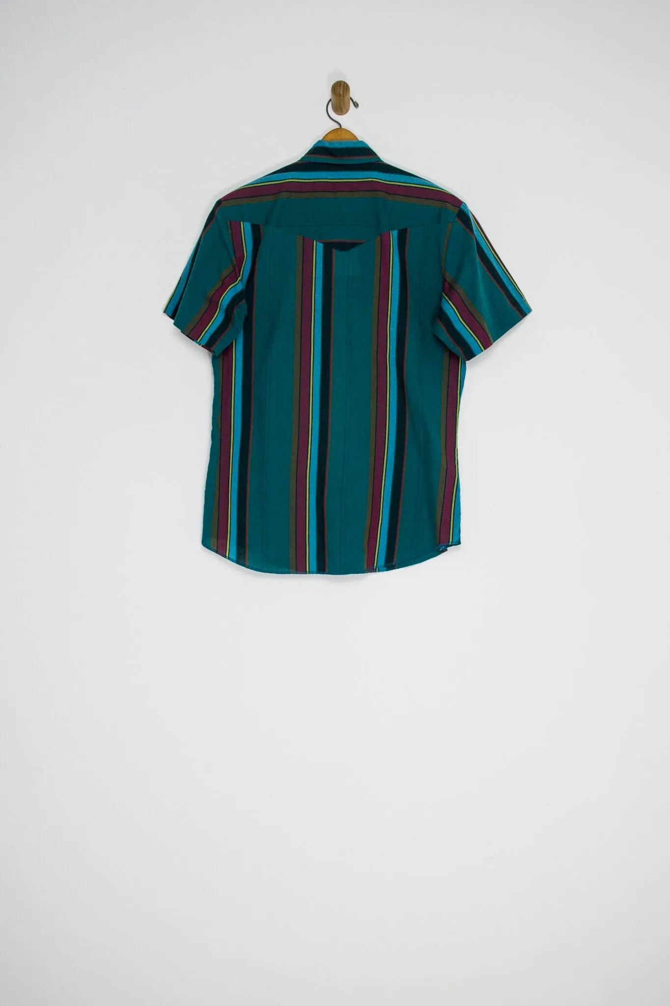 80’s TEAL STRIPED BUTTON UP / MEDIUM