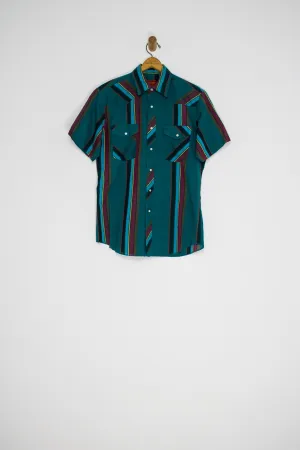 80’s TEAL STRIPED BUTTON UP / MEDIUM