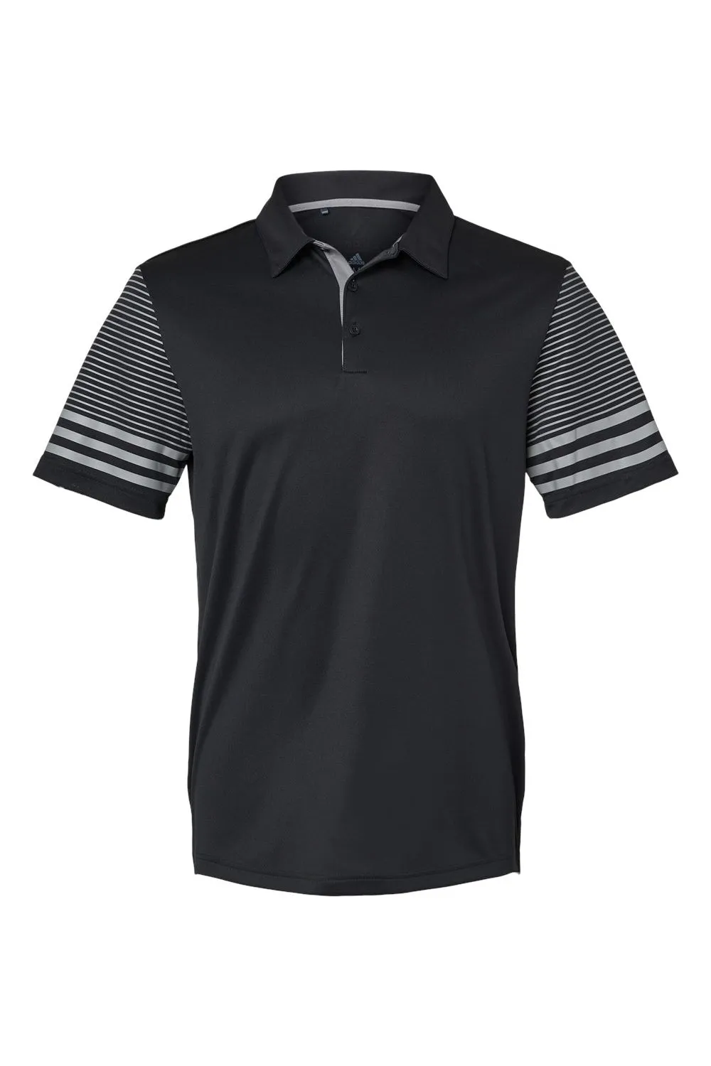 Adidas Mens Striped UPF 50  Short Sleeve Polo Shirt - Black - NEW