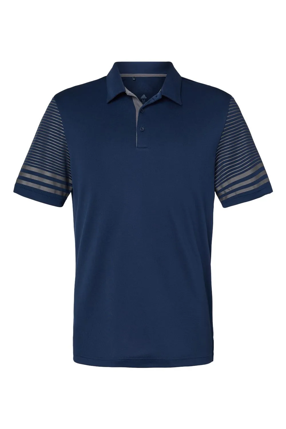Adidas Mens Striped UPF 50  Short Sleeve Polo Shirt - Team Navy Blue/Grey - NEW