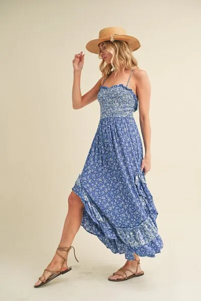 Aemi   Co Ditsy Floral Ruffled Hem Maxi Cami Dress