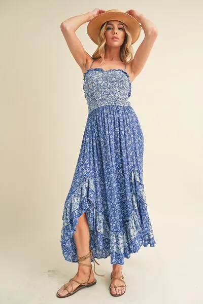 Aemi   Co Ditsy Floral Ruffled Hem Maxi Cami Dress