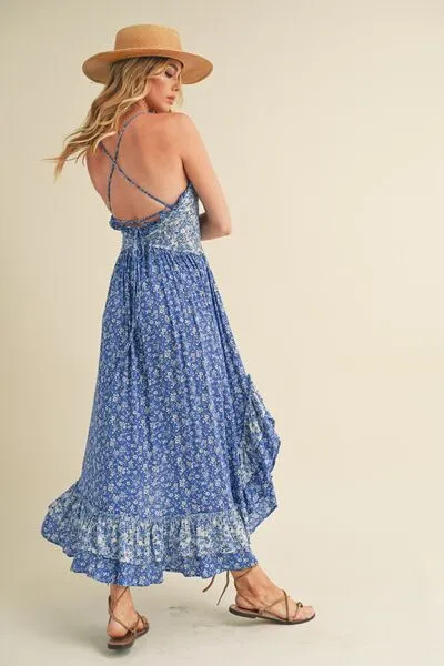 Aemi   Co Ditsy Floral Ruffled Hem Maxi Cami Dress