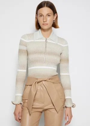 Allyson Striped Space Dye Polo (Tide Stripe)