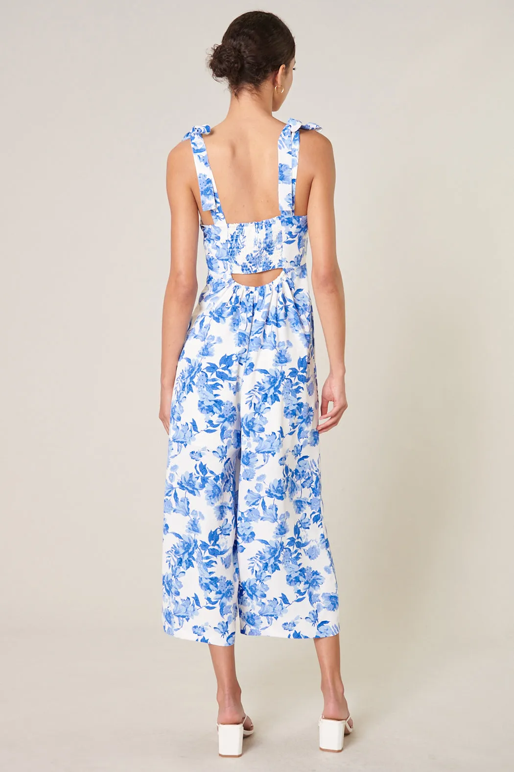 Antoinette Blue Floral Sunday Cut Out Jumpsuit