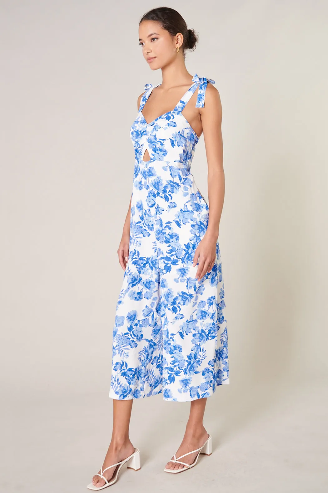 Antoinette Blue Floral Sunday Cut Out Jumpsuit