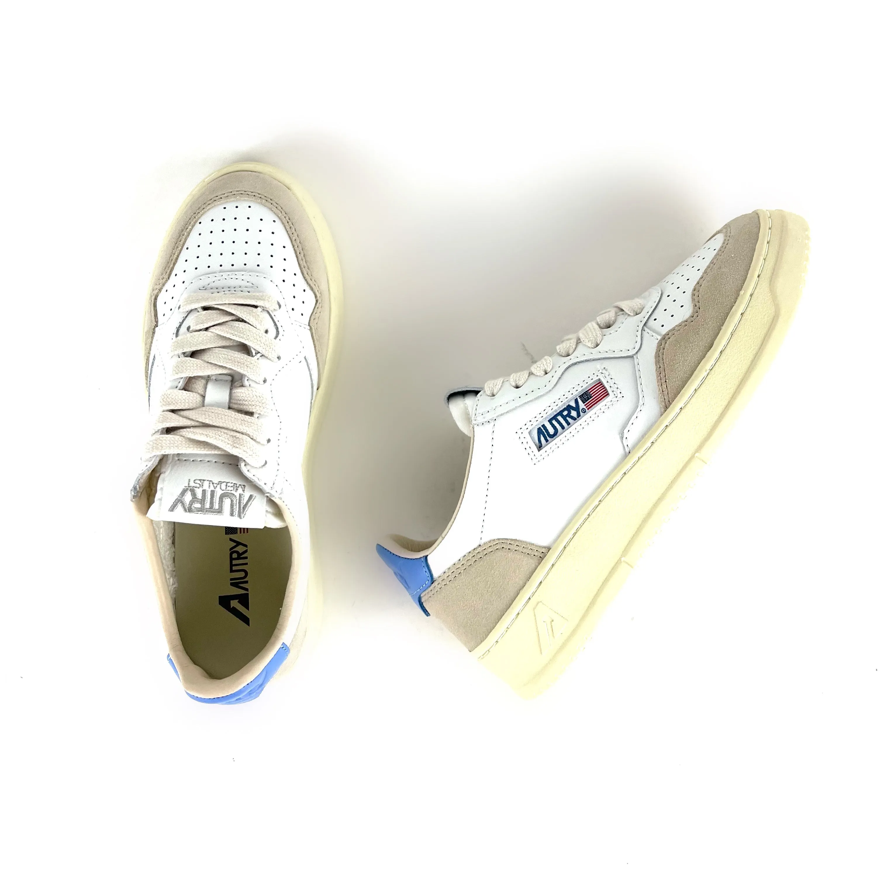 Autry - Medalist Low AULW LS55 (White/Azure/Suede Beige)