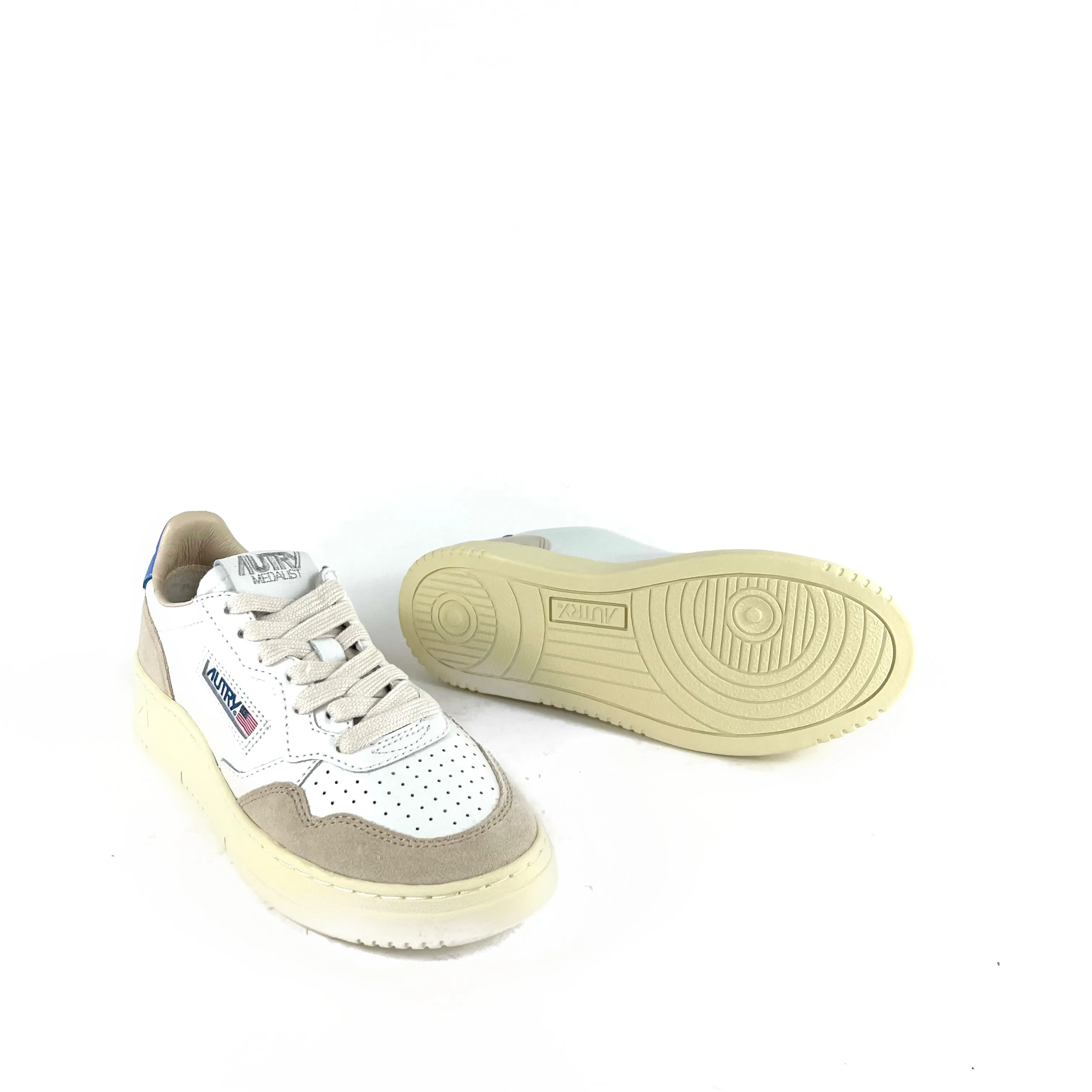 Autry - Medalist Low AULW LS55 (White/Azure/Suede Beige)
