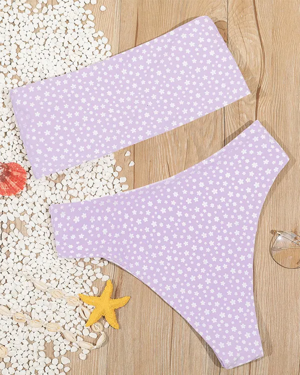 Bandeau High Waisted Floral Bikini Sets