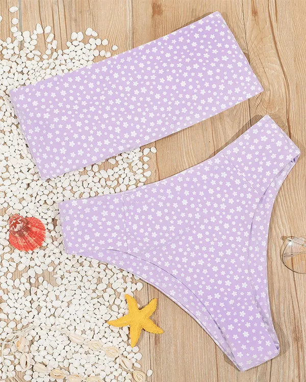 Bandeau High Waisted Floral Bikini Sets