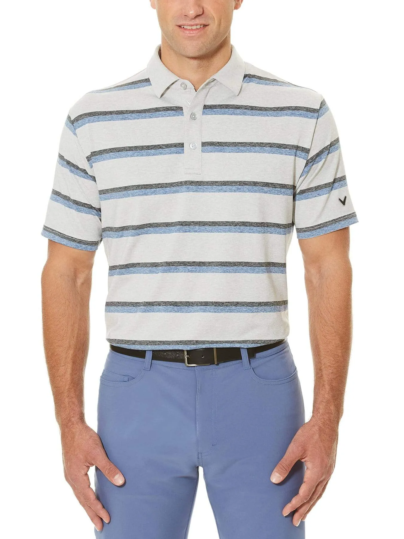 Big & Tall Opti-Soft Heather Printed Stripe Polo