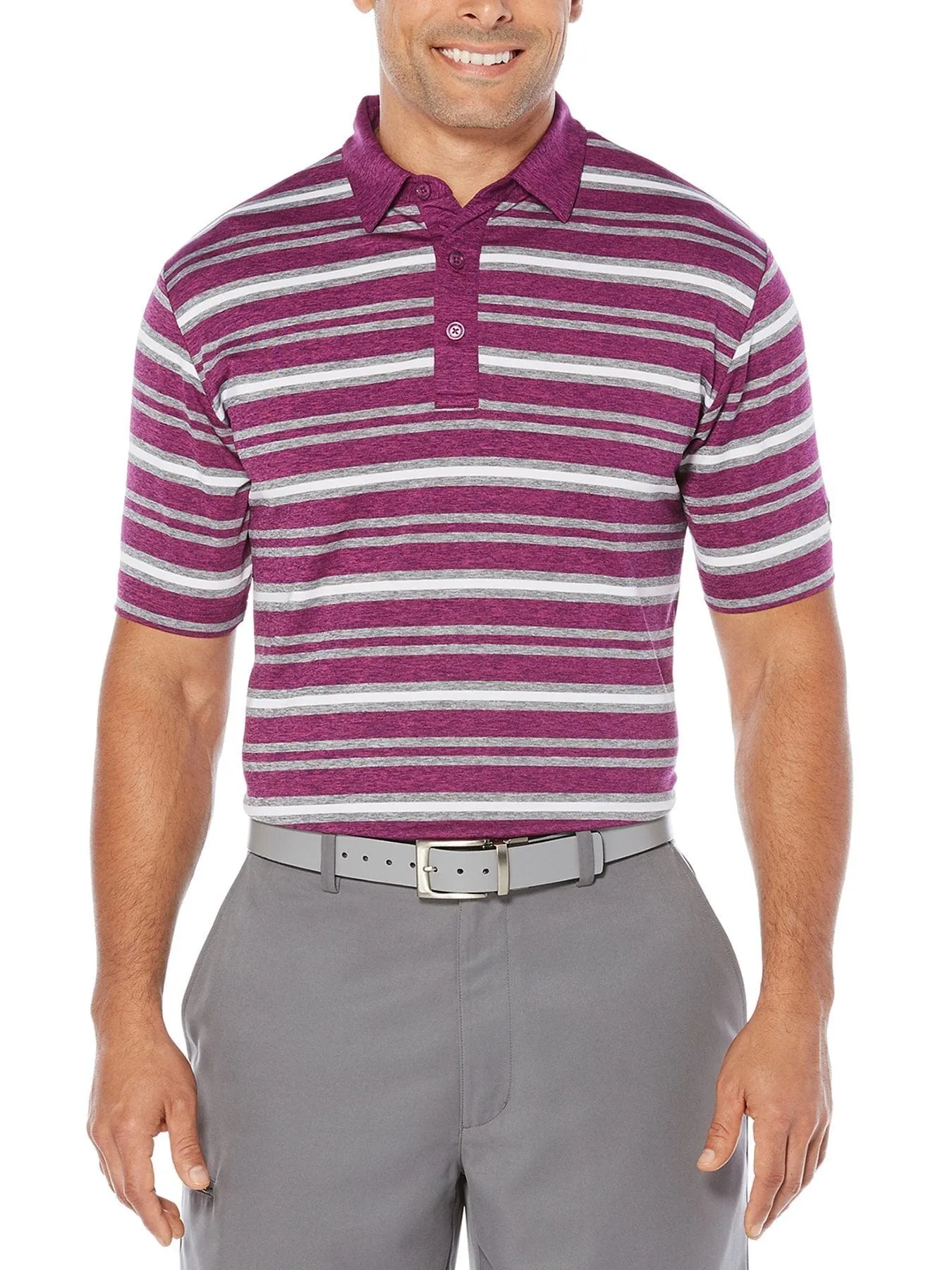 Big & Tall Opti-Soft Heather Striped Polo