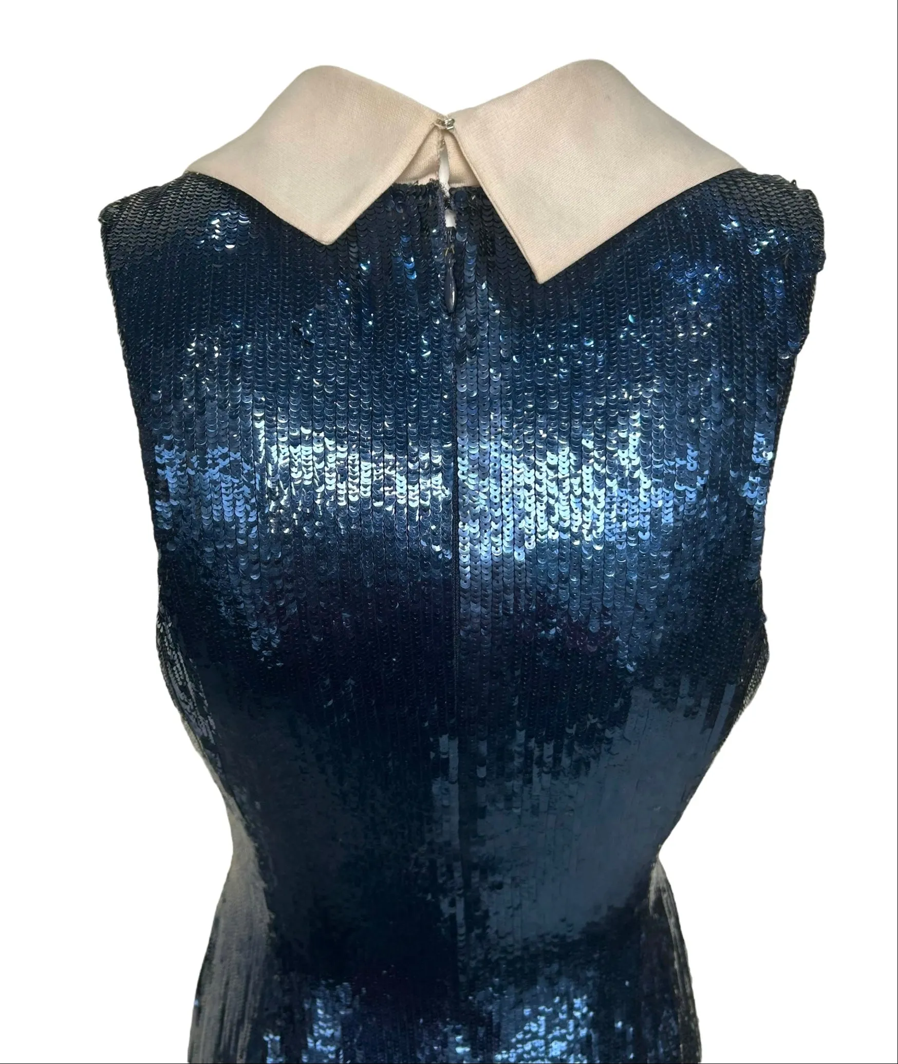 Bill Blass 1980's Navy Blue Sequin Sailor Cocktail Dress