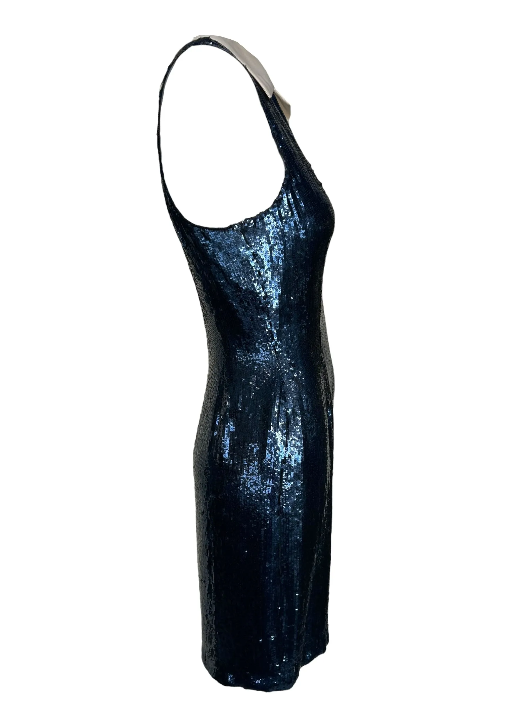 Bill Blass 1980's Navy Blue Sequin Sailor Cocktail Dress