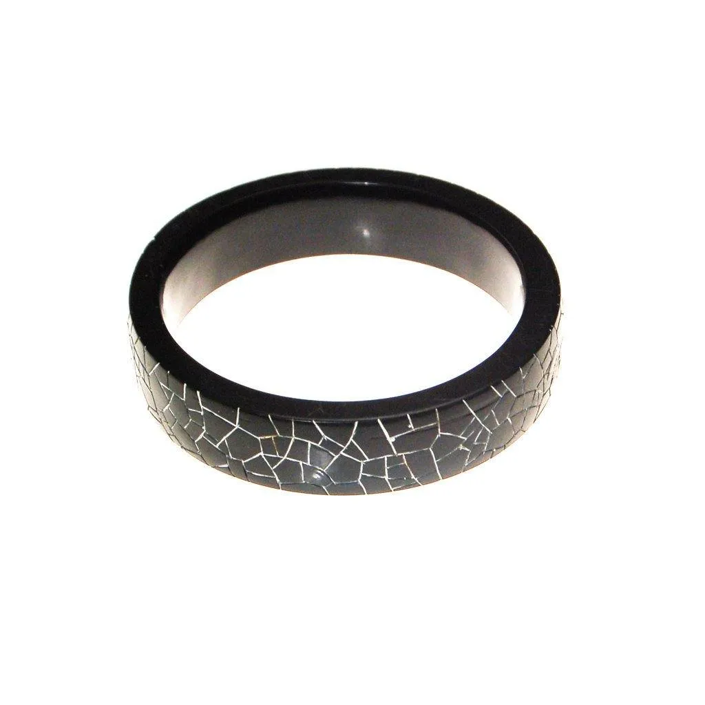 Black and White Crackle Bangle Bracelet
