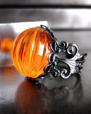 Brilliant Orange Goth Halloween Pumpkin Ring