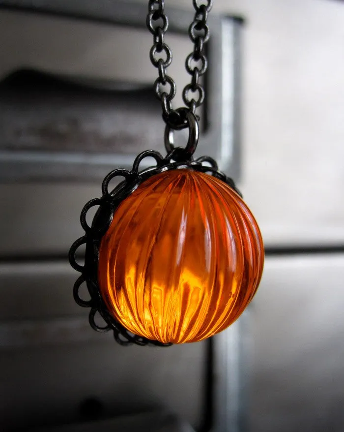 Brilliant Orange Halloween Pumpkin Necklace