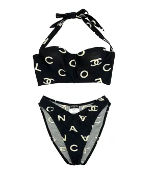 Chanel Black High Waisted Coco Bikini