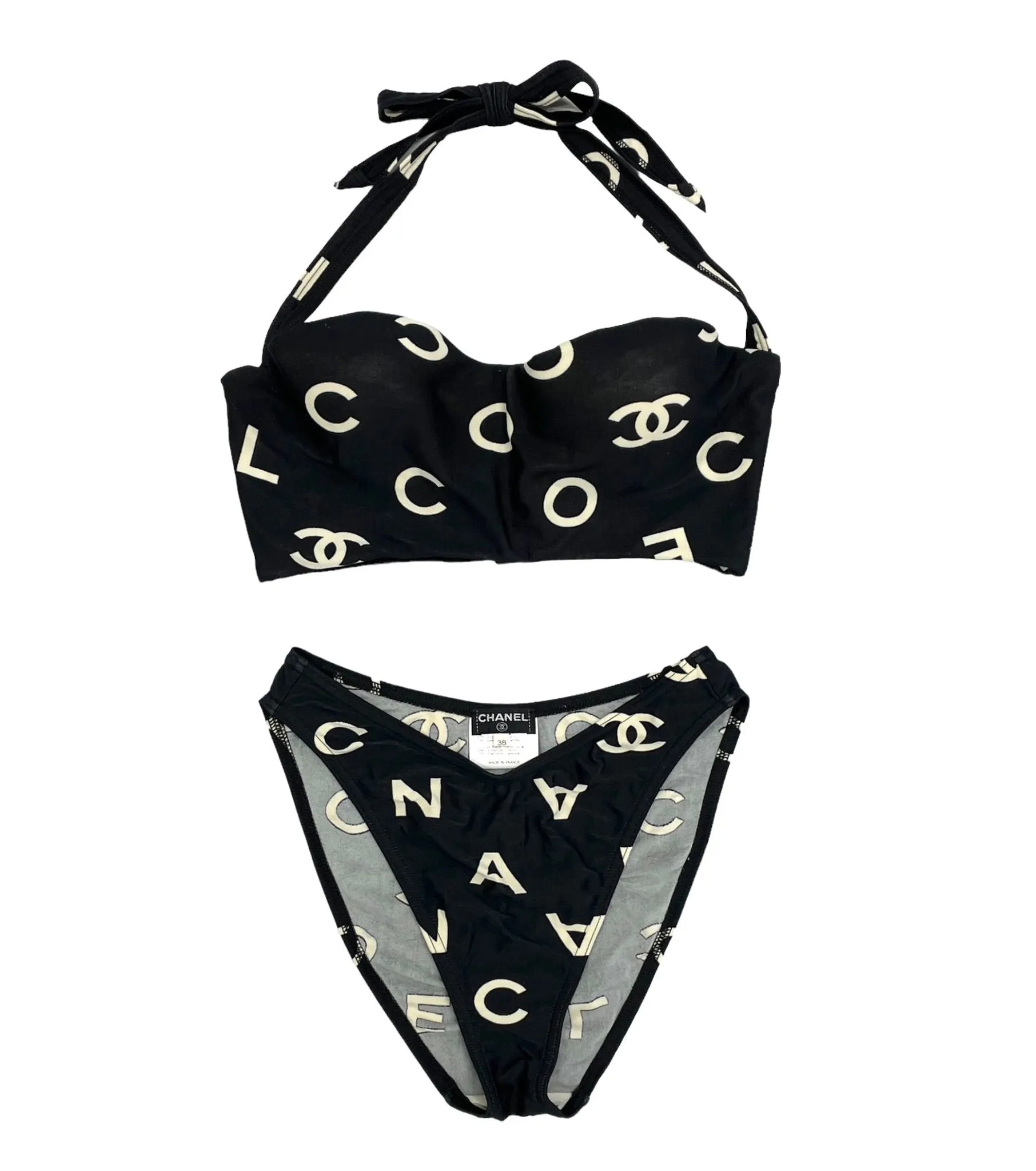 Chanel Black High Waisted Coco Bikini