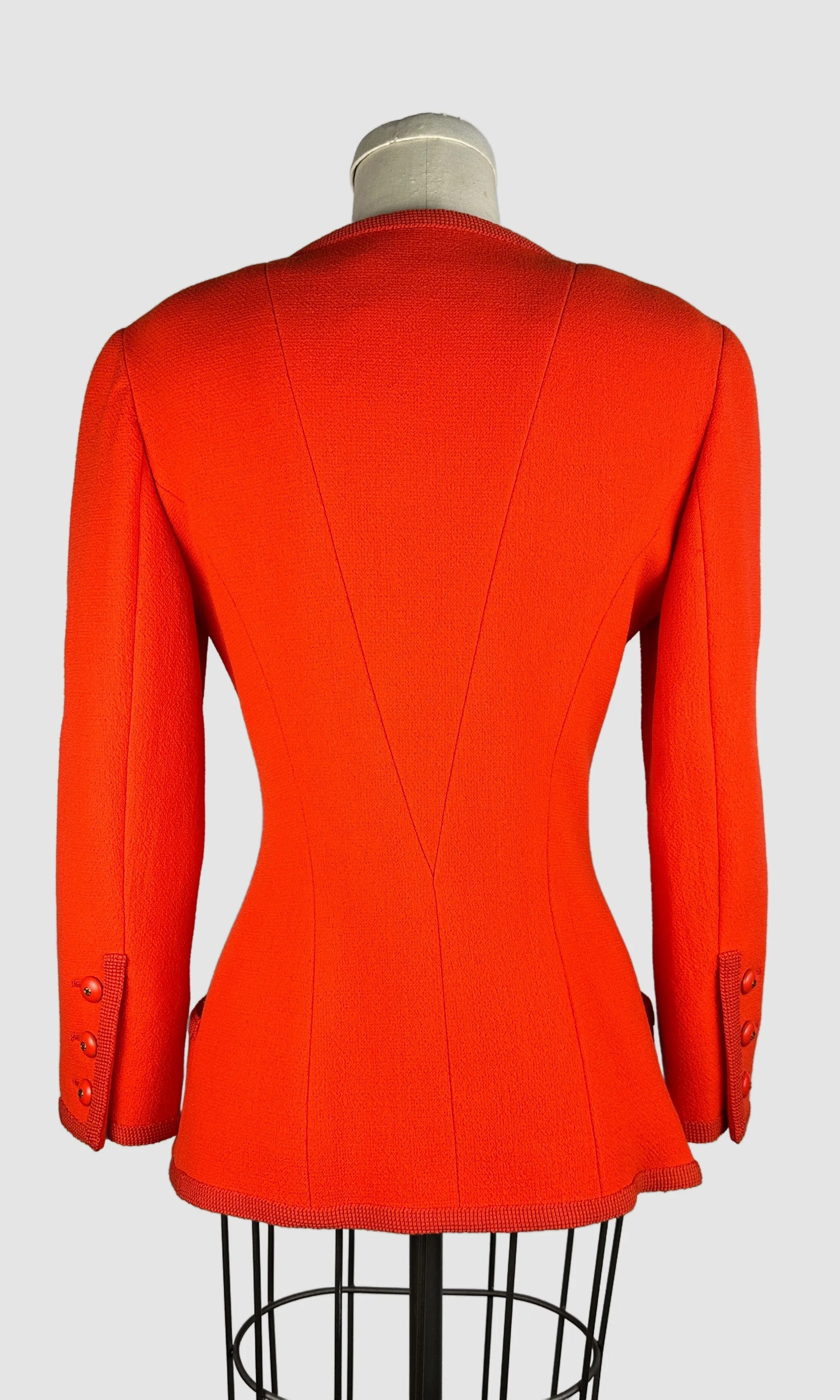 CHANEL Boutique 1990s Orange Wool Boucle Suit • Small