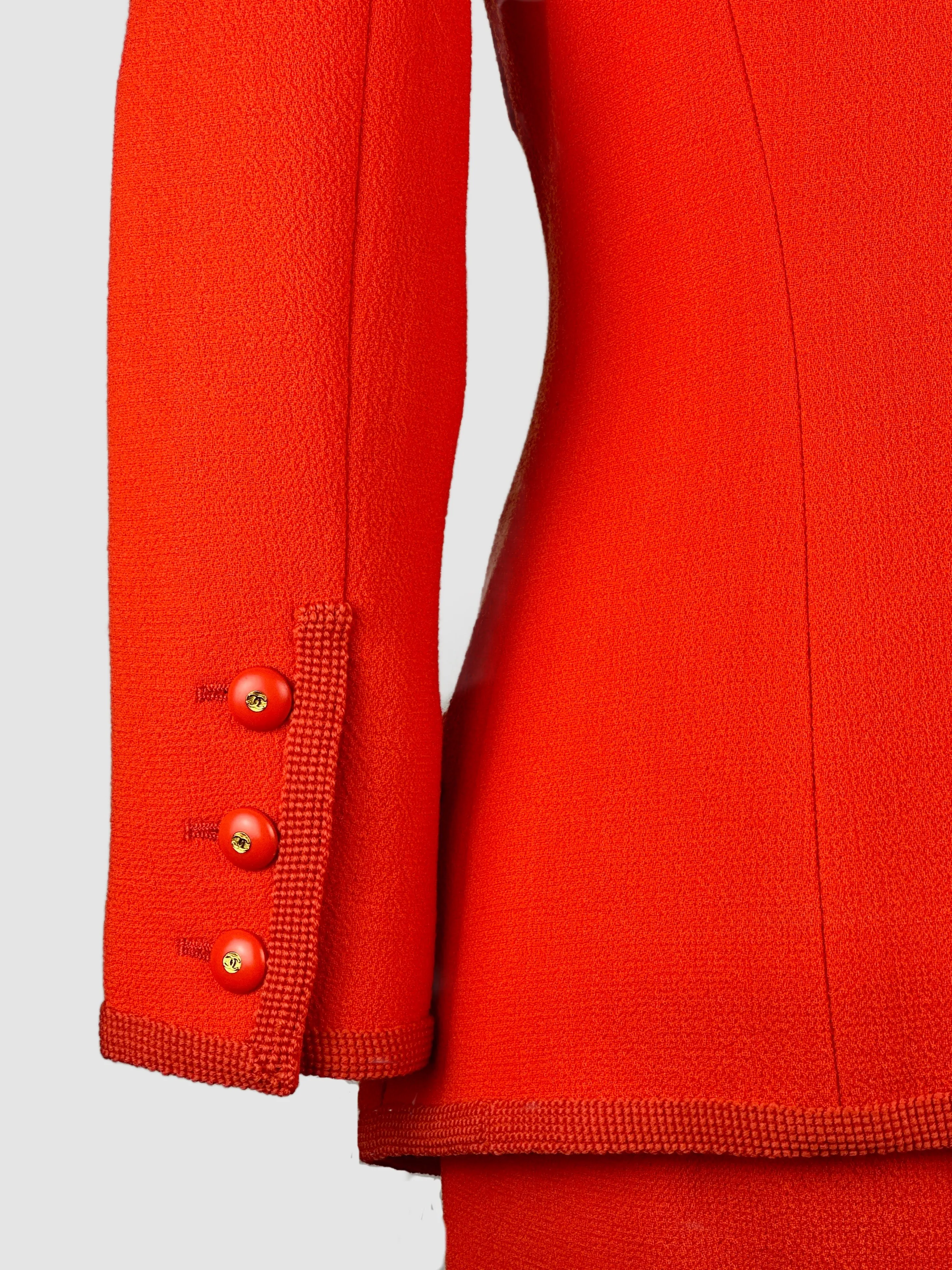 CHANEL Boutique 1990s Orange Wool Boucle Suit • Small