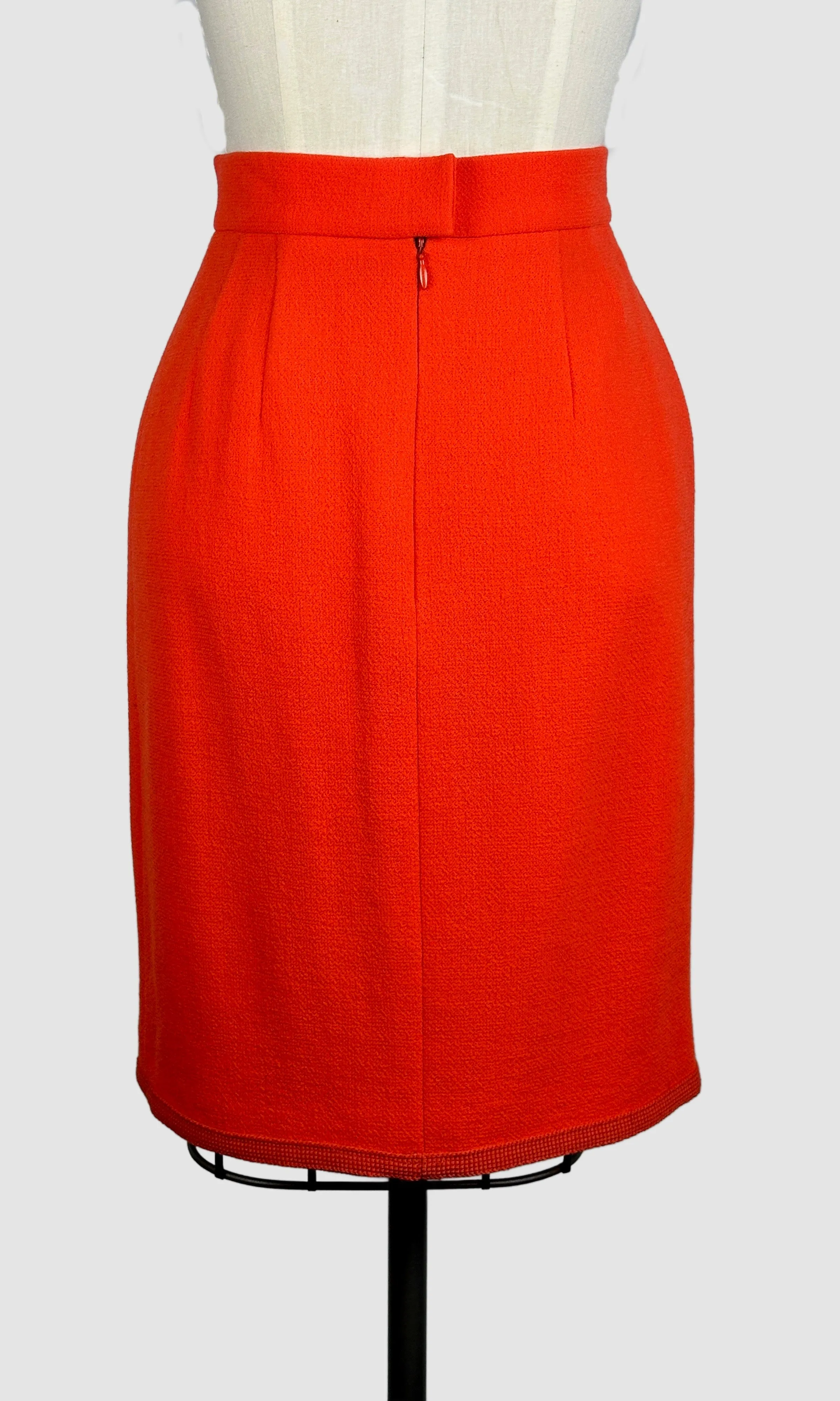 CHANEL Boutique 1990s Orange Wool Boucle Suit • Small