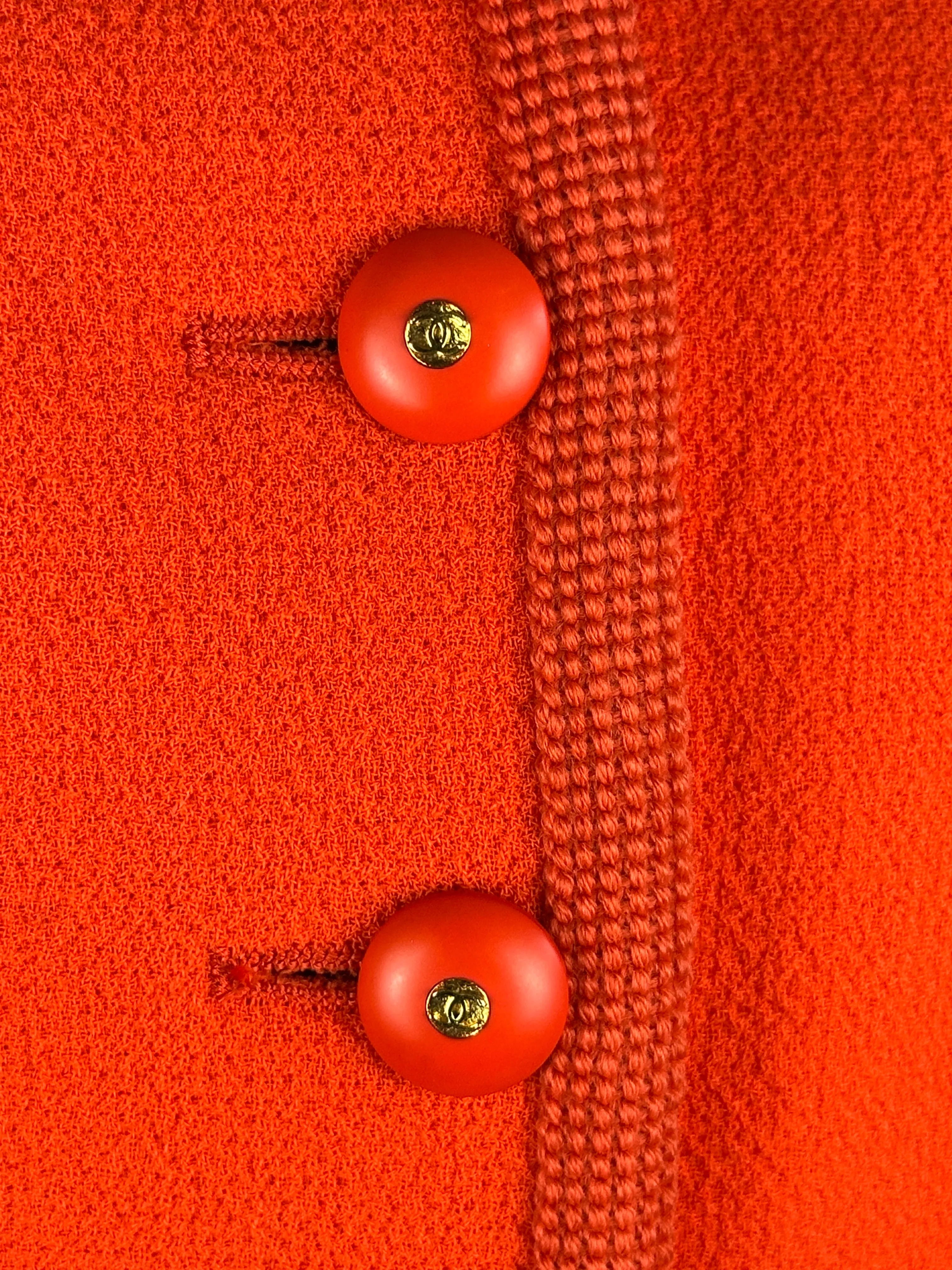 CHANEL Boutique 1990s Orange Wool Boucle Suit • Small