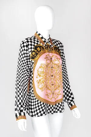 Checkered Baroque Print Shirt