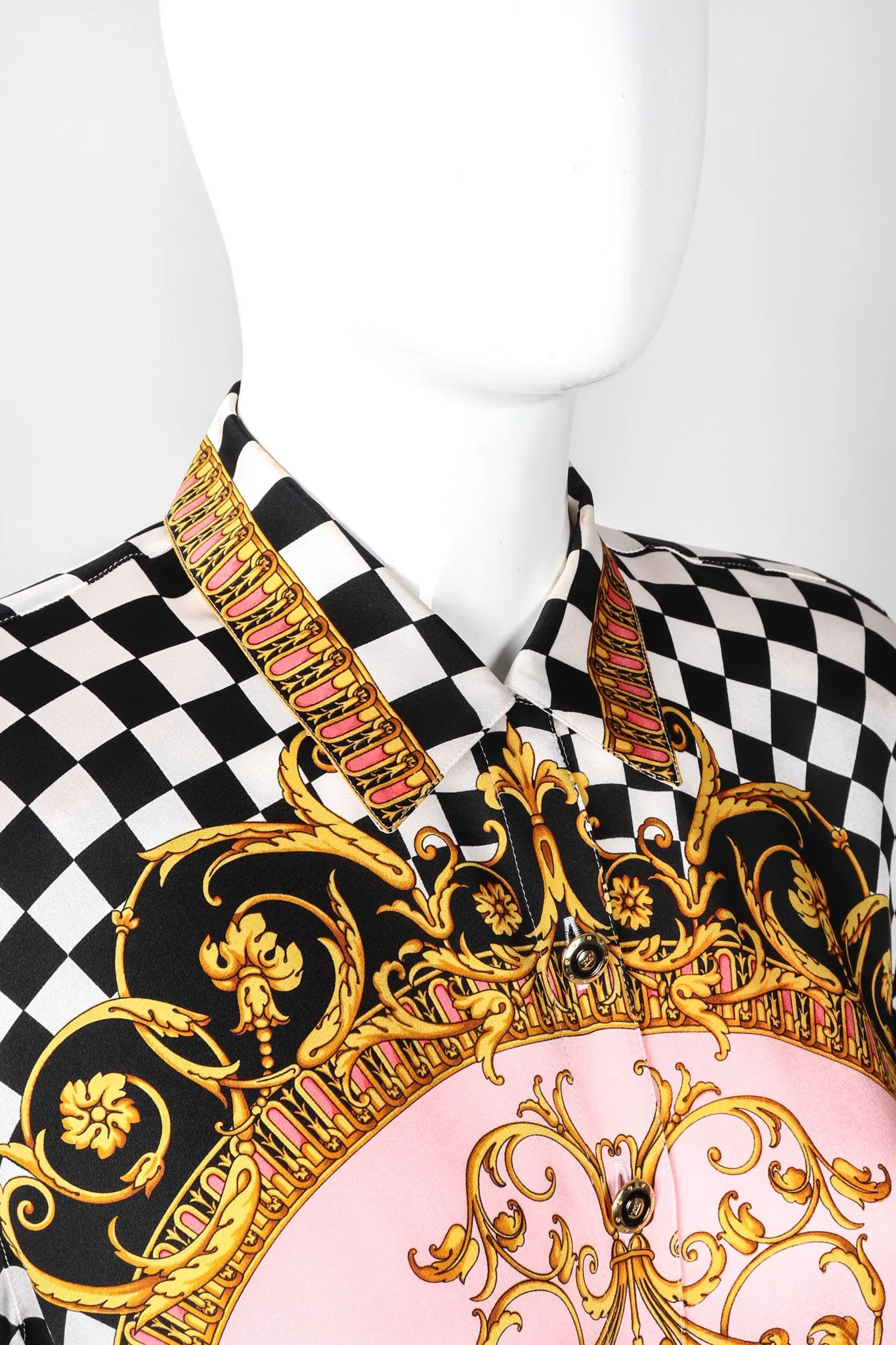 Checkered Baroque Print Shirt