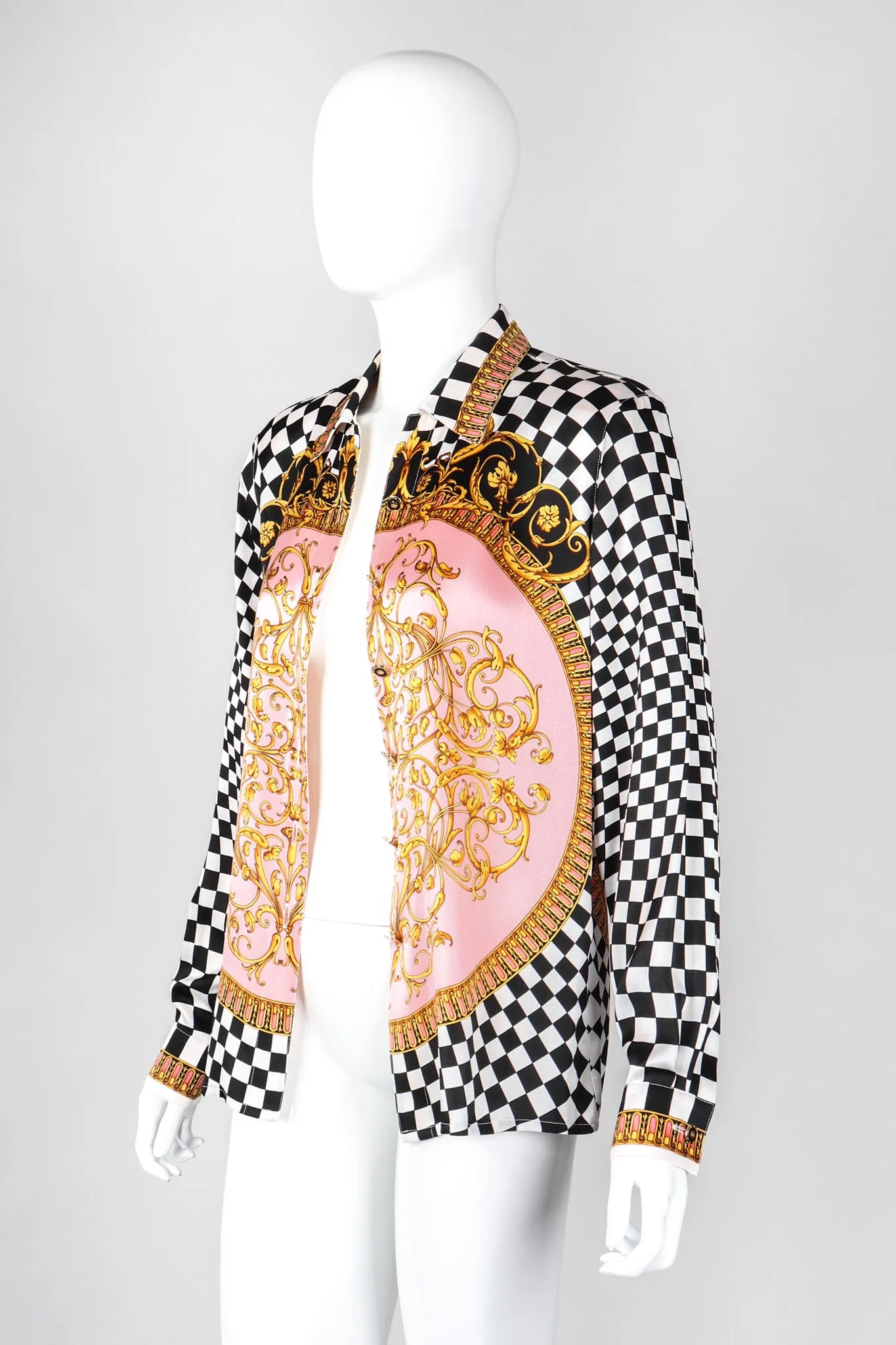 Checkered Baroque Print Shirt