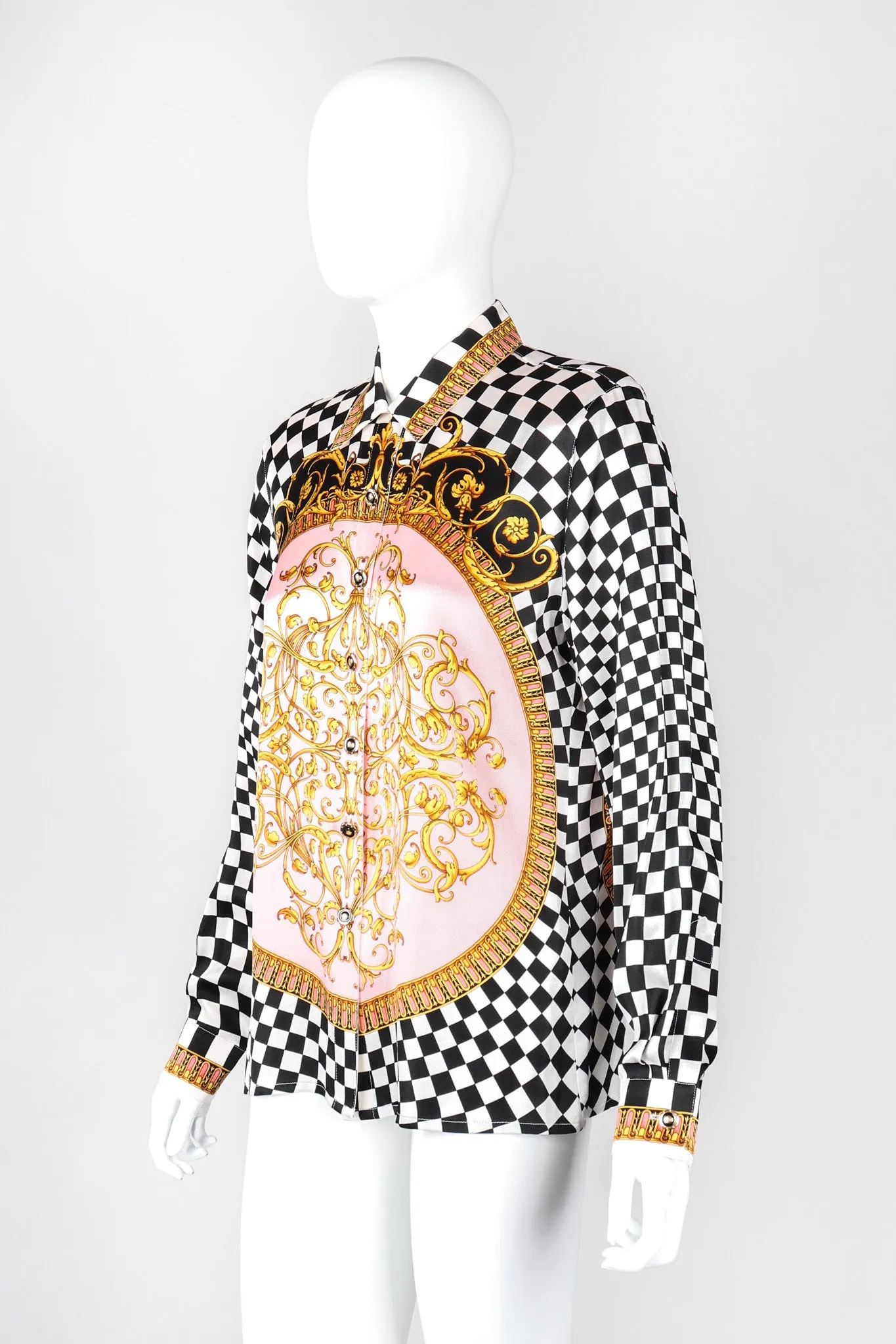 Checkered Baroque Print Shirt