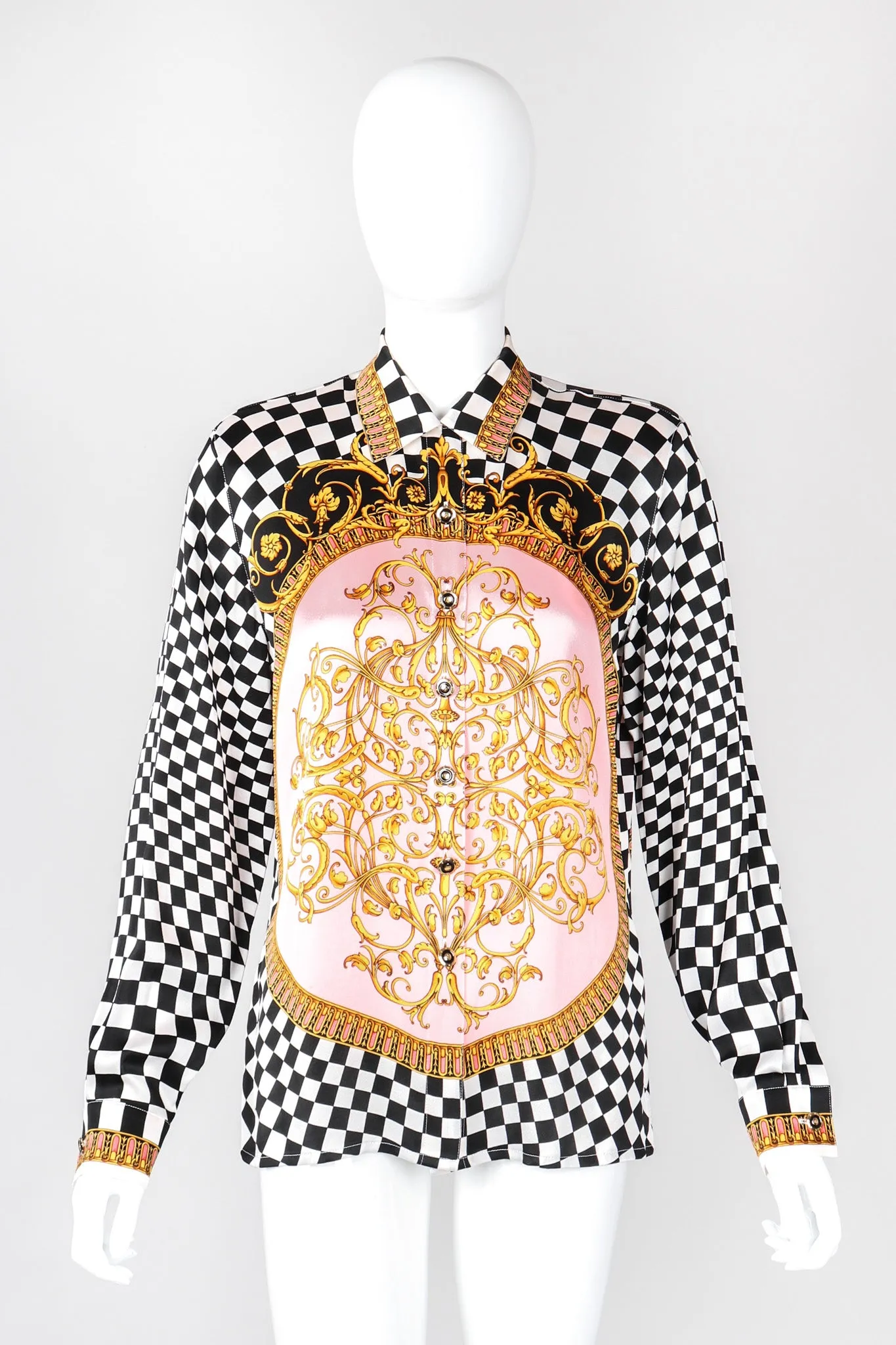 Checkered Baroque Print Shirt