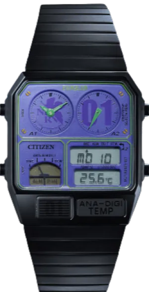 Citizen Retro Analog-Digital X Evangelion Store ANA-DIGI TEMP featuring Radio EVA/EVA-01