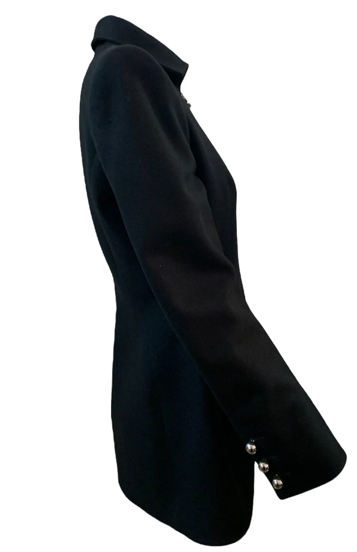 Claude Montana 80s Black Wool  Zip Jacket with Chrome Details