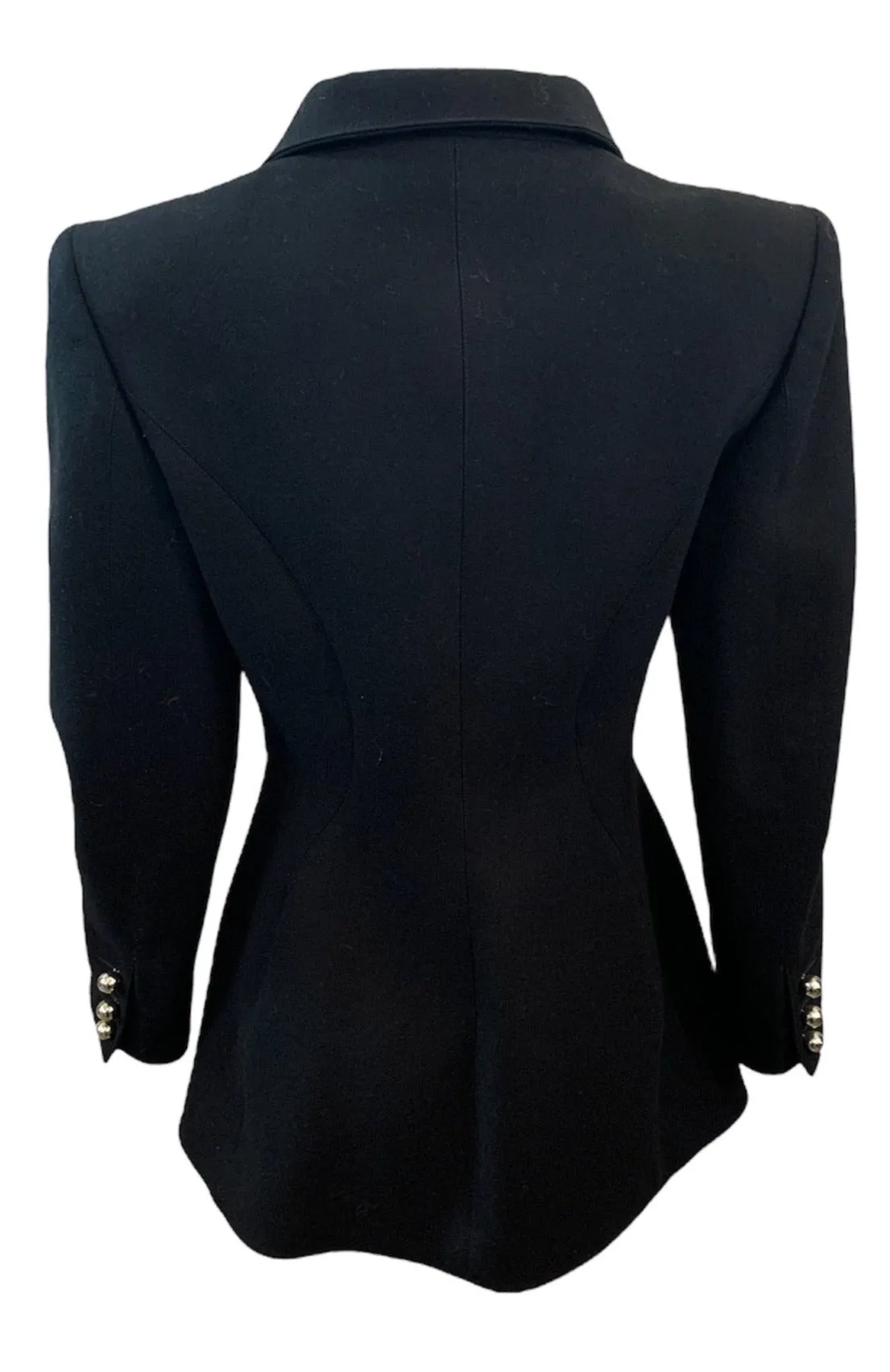 Claude Montana 80s Black Wool  Zip Jacket with Chrome Details