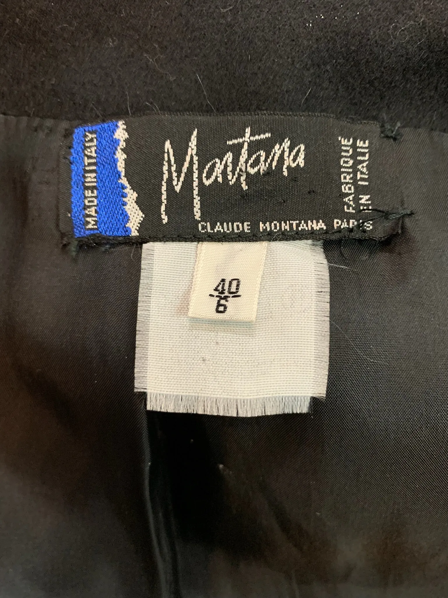 Claude Montana 80s Black Wool  Zip Jacket with Chrome Details