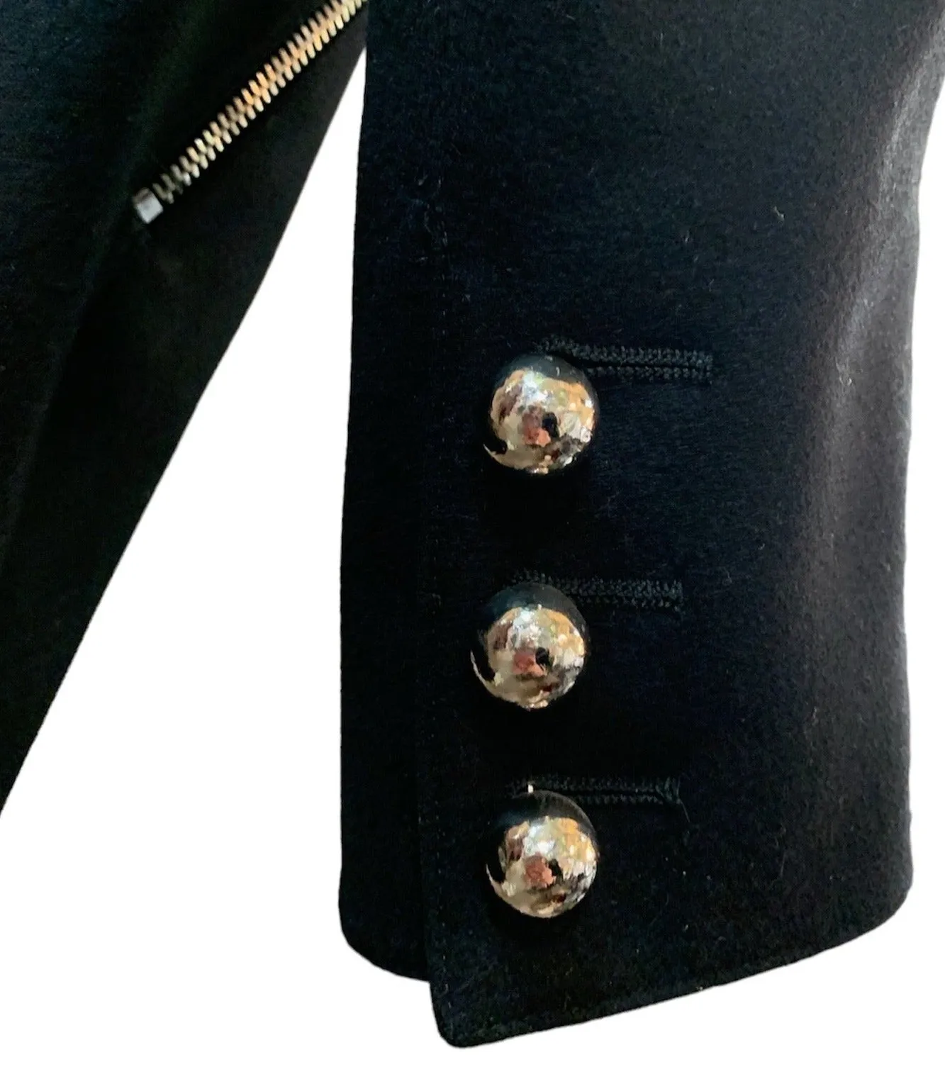 Claude Montana 80s Black Wool  Zip Jacket with Chrome Details
