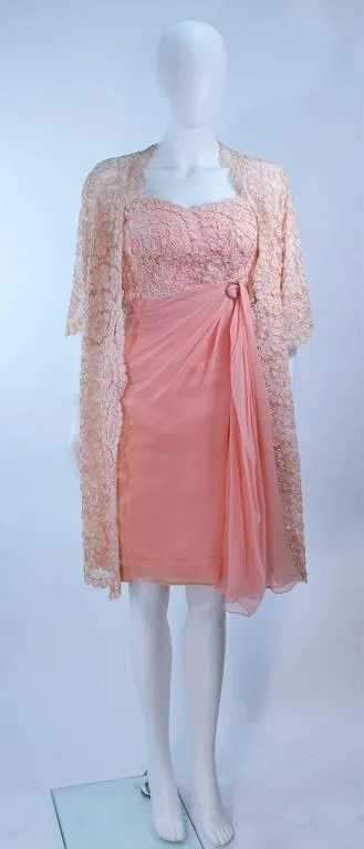 CONCHITA 1950s Cocktail Dress and Lace Coat Ensemble Size 4