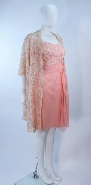 CONCHITA 1950s Cocktail Dress and Lace Coat Ensemble Size 4