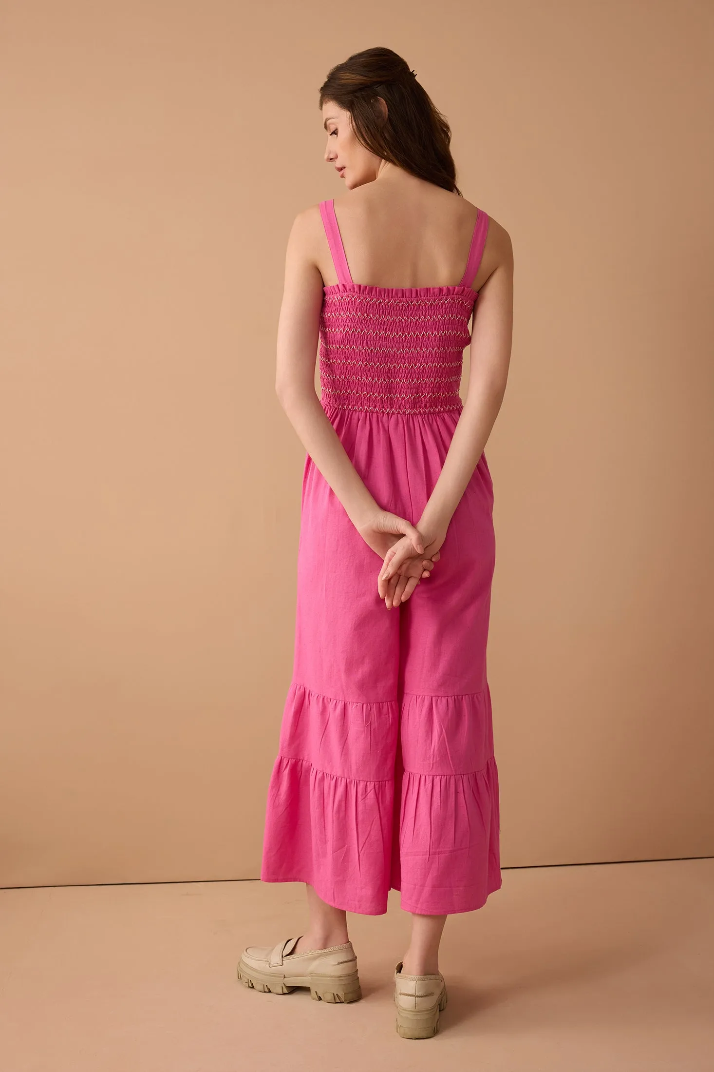 Courtney Flared Leg Jumpsuit In Pink