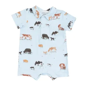 Cow Families Blue Polo Shortie