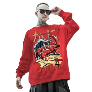 Crab Attack Long Sleeve Sweatshirt for Men - Japanese Sci-Fi Horror Movie Inspired Monster Humorous Funny Gift