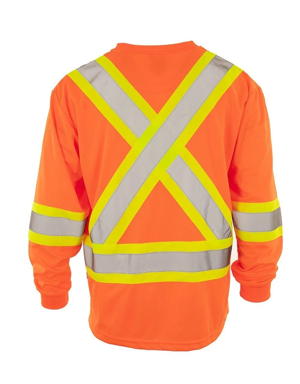 Custom Printed Hi Vis V-Neck Long Sleeve Safety Tee