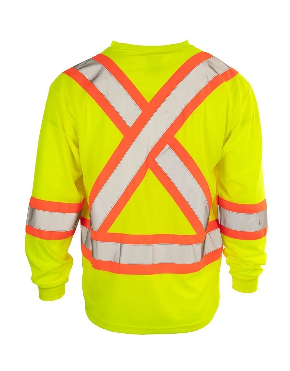 Custom Printed Hi Vis V-Neck Long Sleeve Safety Tee