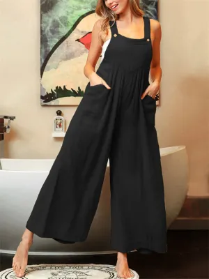 Cute Candy Color Breathable Wide Leg Jumpsuit for Women