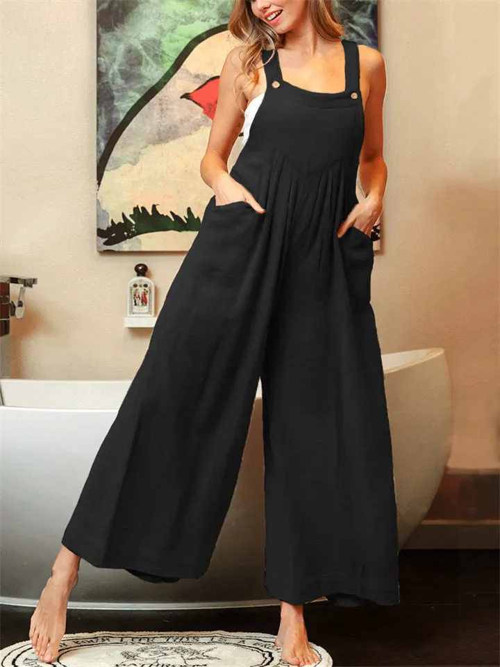 Cute Candy Color Breathable Wide Leg Jumpsuit for Women